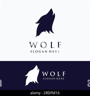 Night wolf abstract Logo design simple isolated background.Vector illustration. Stock Vector