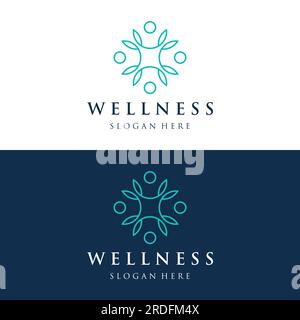 Wellness natural abstract logo design with unique natural person and leaf concept with creative idea.Logo for business, health, meditation, relaxation Stock Vector