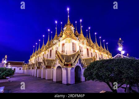 Wat ratchanatdaram temple at dusk in Bangkok, Thailand Stock Photo