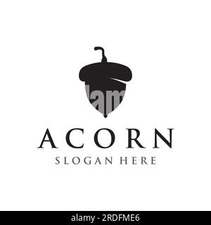 Acorn logo design with leaves with vector illustration editing. Stock Vector