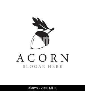 Acorn logo design with leaves with vector illustration editing. Stock Vector