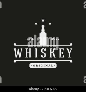 Vintage premium whiskey logo label with hand lettering. for drinks , rum, pub, company. Stock Vector