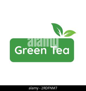 Natural organic green tea leaf logo design.Green tea for business, herbal, beverage and company. Stock Vector