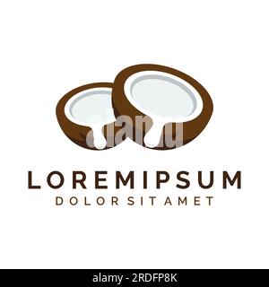Natural fresh young coconut creative logo. Logo for coconut beverage products.Companies and Business. Stock Vector