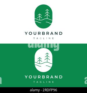 Creative abstract logo of pine trees and pine forest isolated background.Logos for badges,business,christmas,brands and natural products. Stock Vector