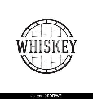 Vintage premium whiskey logo label with hand lettering. for drinks , rum, pub, company. Stock Vector