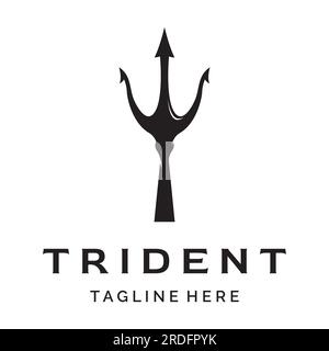 Simple vintage poseion trident spear Logo design. Stock Vector