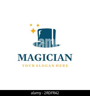Simple magician hat with star sign logo design with creative idea. Stock Vector