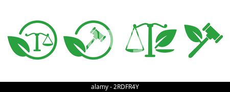 Environmental law justice legislation related to green eco sustainable environment protection climate change icon Stock Vector