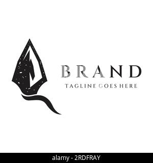 Traditional spear head and arrow head logo design for hunting. Stock Vector