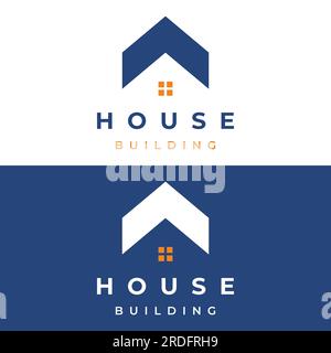 Creative logo of a monogram or geometric house or residential building in a flat and linear style.Logo for property, building construction, architectu Stock Vector