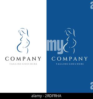 Abstract logo of mother or woman carrying baby or pregnant. Logos for clinics, pharmacies and hospitals. Stock Vector