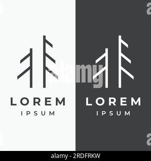 Creative abstract logo of pine trees and pine forest isolated background.Logos for badges,business,christmas,brands and natural products. Stock Vector