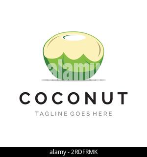 Natural fresh young coconut creative logo. Logo for coconut beverage products.Companies and Business. Stock Vector