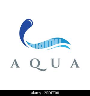 Natural blue pure aqua water logotype.Aqua abstract design with outline.Drinking or mineral water sign icon. Stock Vector