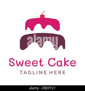 Cake or bread logo design.Sweet cakes, birthday cakes, cup cakes, cakes with cherries.Logos for businesses, cake shops, cake shops etc. Stock Vector