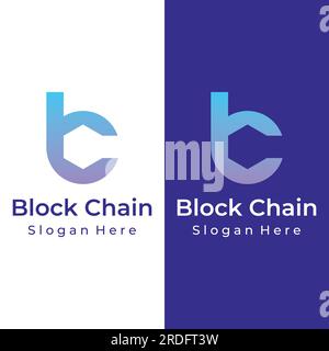 Block chain logo design.Geometric block chain with hexagons, modern technology box. Block chain for business, technology and data sign. Stock Vector