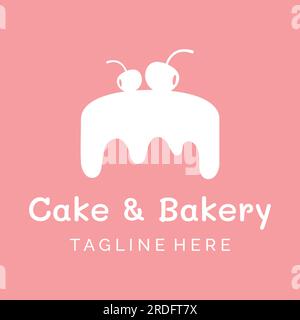 Cake or bread logo design.Sweet cakes, birthday cakes, cup cakes, cakes with cherries.Logos for businesses, cake shops, cake shops etc. Stock Vector