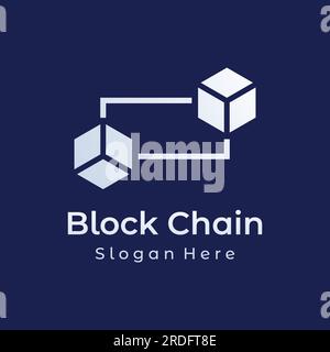 Block chain logo design.Geometric block chain with hexagons, modern technology box. Block chain for business, technology and data sign. Stock Vector