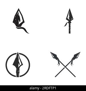 Traditional spear head and arrow head logo design for hunting. Stock Vector