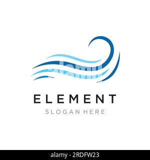 Creative wind or air wave element wave logo template.Logo for business, web, air conditioner. Stock Vector