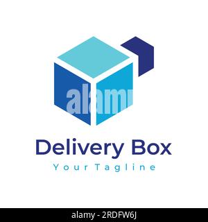 Logistics logo with arrows, order box, fast and digital order. Stock Vector