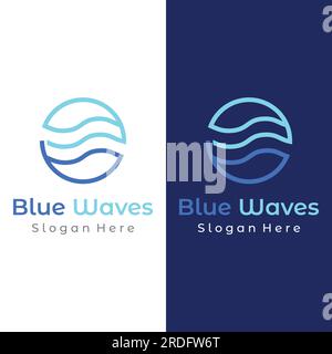 Natural blue pure aqua water logotype.Aqua abstract design with outline.Drinking or mineral water sign icon. Stock Vector