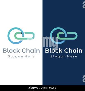 Block chain logo design.Geometric block chain with hexagons, modern technology box. Block chain for business, technology and data sign. Stock Vector