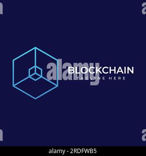 Block chain logo design.Geometric block chain with hexagons, modern technology box. Block chain for business, technology and data sign. Stock Vector