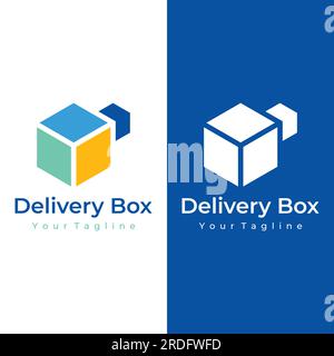 Logistics logo with arrows, order box, fast and digital order. Stock Vector