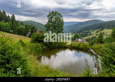 small pond in czech Giant Mountains, Krkonose Stock Photo