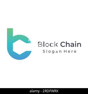 Block chain logo design.Geometric block chain with hexagons, modern technology box. Block chain for business, technology and data sign. Stock Vector