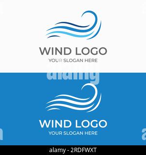 Creative wind or air wave element wave logo template.Logo for business, web, air conditioner. Stock Vector
