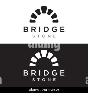Simple and modern stone bridge building logo creative design. Stock Vector