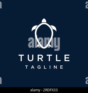 Turtle animal logo with a simple and elegant concept. Stock Vector