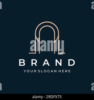 Abstract element of arch line vector logo, for the construction of doors, windows, buildings and architecture. Stock Vector
