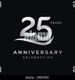 25th Anniversary Celebration logotype.Can be for greeting card, celebration, invitation. Stock Vector