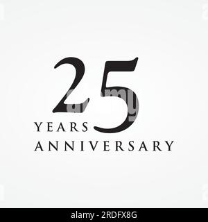 25th Anniversary Celebration logotype.Can be for greeting card, celebration, invitation. Stock Vector