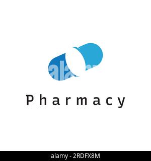 Pharmacy capsule medicine logo,logo for drug store, pharmacy,medical,doctor,plus symbol. Stock Vector