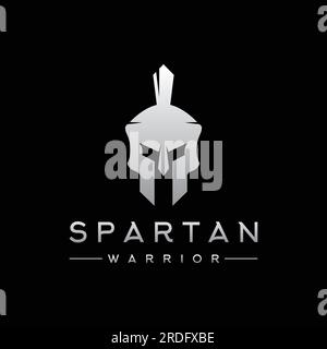 Simple greek spartan warrior helmet Logo design, with creative idea. Stock Vector