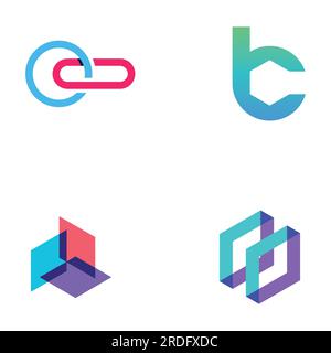 Block chain logo design.Geometric block chain with hexagons, modern technology box. Block chain for business, technology and data sign. Stock Vector