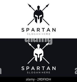 Simple greek spartan warrior helmet Logo design, with creative idea. Stock Vector