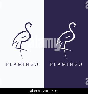 Logo of a long-legged bird or flamingo. Logo with lines, abstract and simple. Stock Vector