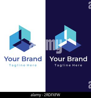 Block chain logo design.Geometric block chain with hexagons, modern technology box. Block chain for business, technology and data sign. Stock Vector