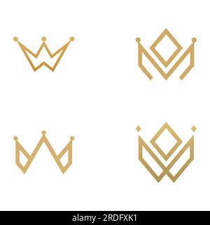 Royal luxury crown abstract logo.Crown with monogram, with elegant and minimalist lines isolated on the background. Stock Vector