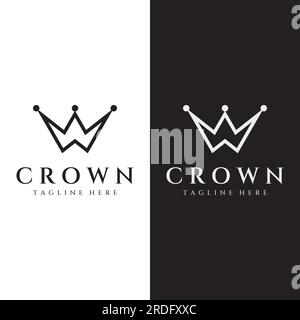 Royal luxury crown abstract logo.Crown with monogram, with elegant and minimalist lines isolated on the background. Stock Vector