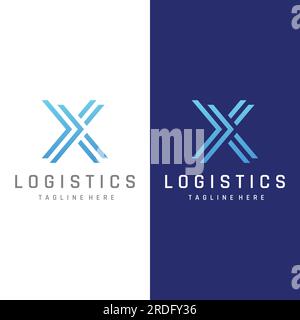 Logistics logo with arrows, order box, fast and digital order. Stock Vector