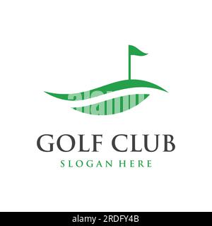 Golf ball and stick and golf course logo design. Logo for professional golf team, golf club, tournament, business, event. Stock Vector