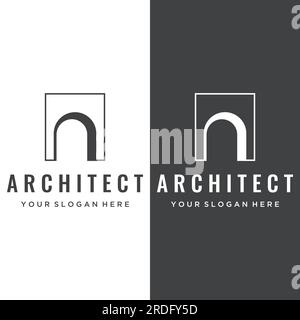 Abstract element of arch line vector logo, for the construction of doors, windows, buildings and architecture. Stock Vector