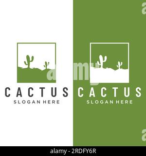 Vintage natural cactus tree plant Logo design, desert plant with editable vector illustration. Stock Vector